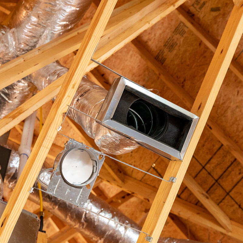 newly installed air ducts in the attic of a home in jupiter, florida