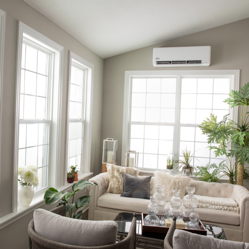 ductless ac unit installed in a Jupiter living room